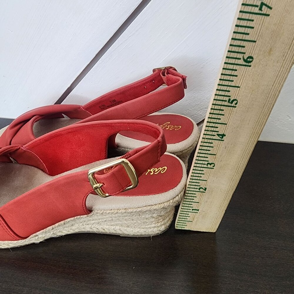 NEW Easy Street Maureen Womens 7.5 Espadrille Wedge Sandals Buckle Strap 3CT - Picture 5 of 9